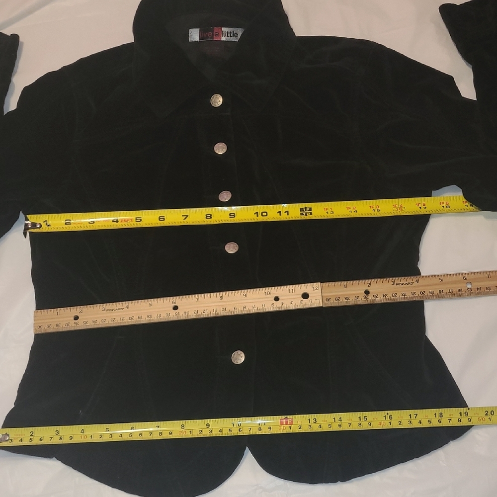 [EUC] Live a Little 🖤 VTG Black Velveteen Jacket w/ Pockets, Sz Medium, 90s-Y2K - Picture 14 of 17